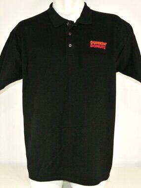 DUNKIN' DONUTS Canada Employee Uniform Polo Shirt Black NEW Size M Medium